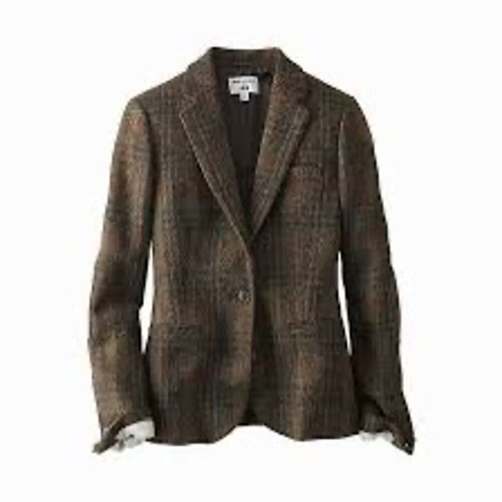 Uniqlo x Ines De La Fressange Tweed Plaid Blazer Wool Coquette Dark Gray S $130 - Picture 8 of 9